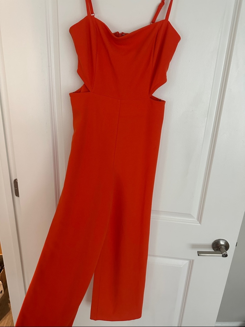 RACHEL Rachel Roy Bright Red Cutout Wide-Leg Jumpsuit